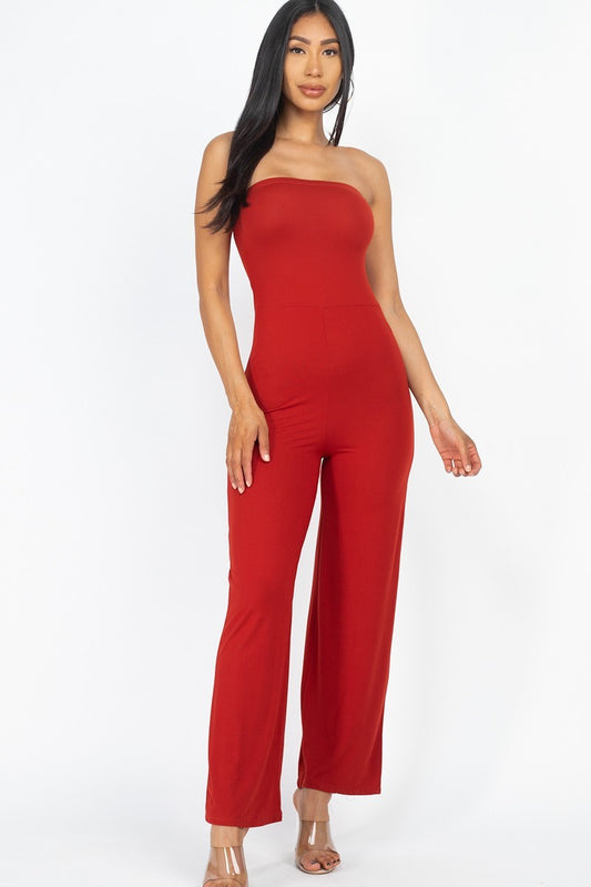 Women's Solid Strapless Jumpsuit