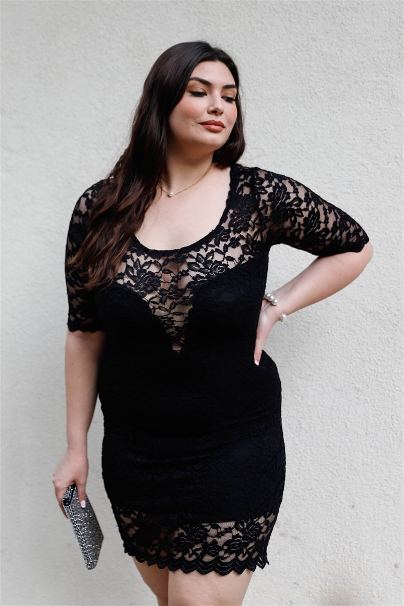 Women's Plus Lace Mini Dress (1X Only)