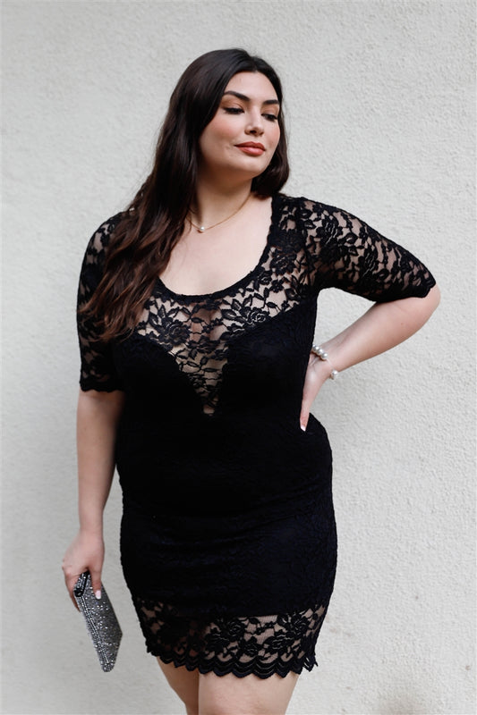 Women's Plus Lace Mini Dress (1X Only)