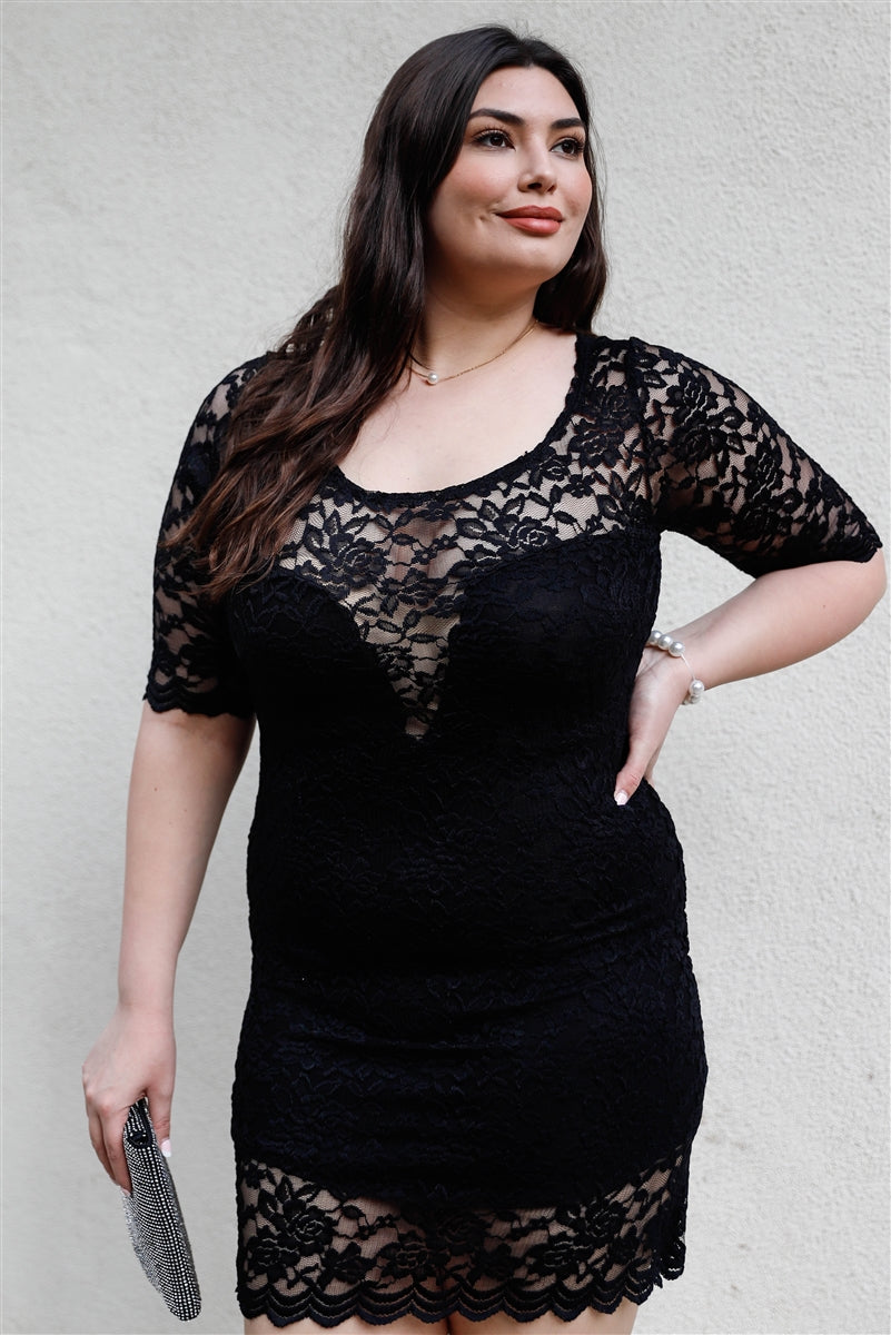 Women's Plus Lace Mini Dress (1X Only)