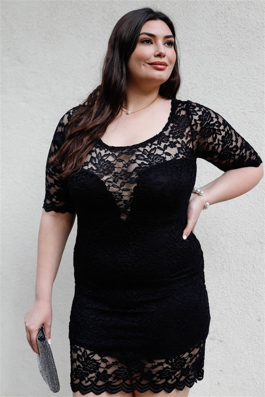 Women's Plus Lace Mini Dress (1X Only)
