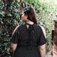 Women's Plus Polka Dot Cold Shoulder Short Sleeve Back Self-tie Top