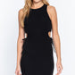 Women's Sleeveless Round Neck Side Cut Out Detail Mini Dress