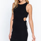 Women's Sleeveless Round Neck Side Cut Out Detail Mini Dress
