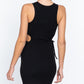 Women's Sleeveless Round Neck Side Cut Out Detail Mini Dress
