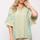Women's Texture Knit And Print Mixed Hi Low Hem Top