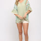 Women's Texture Knit And Print Mixed Hi Low Hem Top