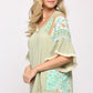 Women's Texture Knit And Print Mixed Hi Low Hem Top