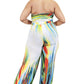 Women's Plus Off Shoulder Color Brushed Tie Waist Jumpsuit