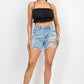 Women's Ripped Five-pocket Mini Denim Jean Shorts