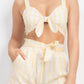 Women's Tie-front Striped Crop Top & Belted Shorts Set