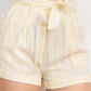 Women's Tie-front Striped Crop Top & Belted Shorts Set