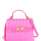 Women's Faux Straw Top Handle Clutch