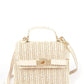Women's Faux Straw Top Handle Clutch