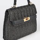 Women's Faux Straw Top Handle Clutch