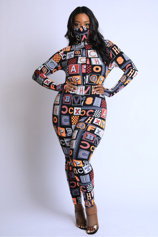 Women's Women's Alphabetically Neon Jumpsuit