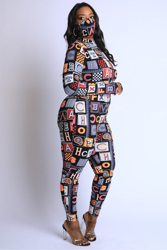 Women's Women's Alphabetically Neon Jumpsuit