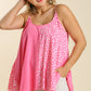 Women's Linen Blend Mixed Animal Print Adjustable Spaghetti Strap Top