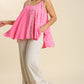 Women's Linen Blend Mixed Animal Print Adjustable Spaghetti Strap Top