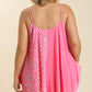 Women's Linen Blend Mixed Animal Print Adjustable Spaghetti Strap Top
