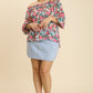 Women's Sheer Floral Print Plus Metallic Threading Long Sleeve Off Shoulder Top Blouse