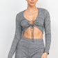 Women's Plaid Cut-out Long Sleeve Top & Pants Set