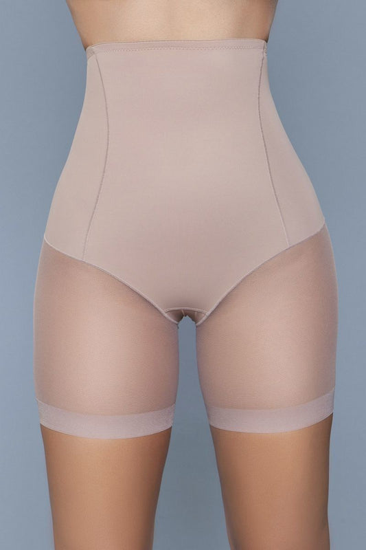 Women's Nude High Waist Mesh Shorts Body Shaper With Waist Boning