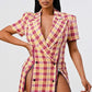 Women's  Collared Double Breasted Plaid Blazer Mini Dress