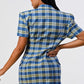 Women's Wide Collared Double Breasted Plaid Blazer Mini Dress