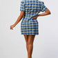 Women's Wide Collared Double Breasted Plaid Blazer Mini Dress