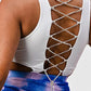 Women's White Sleeveless Top With Detachable Rhinestone Cross Open Back Bodycon Tie Dye Ruched Mini Dress