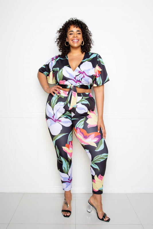 Women's Flower Jogger & Top Set
