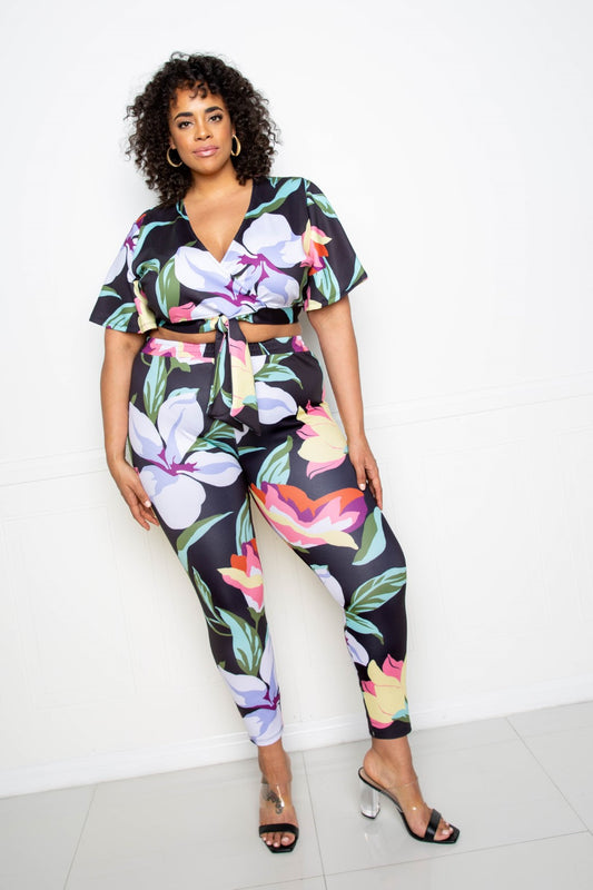 Women's Flower Jogger & Top Set