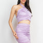 Women's Halter Neck Crop Top & Skirts Set