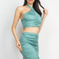 Women's Halter Neck Crop Top & Skirts Set