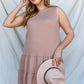 Women's Plus Apricot Textured Ruffle Hem Open Back With Self-tie Mini Dress