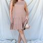 Women's Plus Apricot Textured Ruffle Hem Open Back With Self-tie Mini Dress