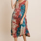 Women's Tie Dye Ribbed Brush Sleeveless Flowy Asymmetrical Hem Midi Dress