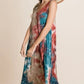 Women's Tie Dye Ribbed Brush Sleeveless Flowy Asymmetrical Hem Midi Dress