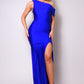 Women's One Shoulder Draped Side Slit Maxi Dress