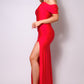 Women's One Shoulder Draped Side Slit Maxi Dress (S & M Only)
