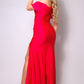 Women's One Shoulder Draped Side Slit Maxi Dress (S & M Only)