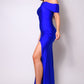 Women's One Shoulder Draped Side Slit Maxi Dress