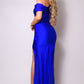 Women's One Shoulder Draped Side Slit Maxi Dress