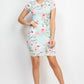 Women's Short Sleeve Floral Bodycon Dress