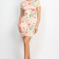 Women's Short Sleeve Floral Bodycon Dress
