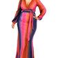 Women's Plus Gradient Stripe 2 Piece Maxi Skirt Set (2X Only)