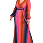 Women's Plus Gradient Stripe 2 Piece Maxi Skirt Set (2X Only)