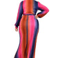 Women's Plus Gradient Stripe 2 Piece Maxi Skirt Set (2X Only)