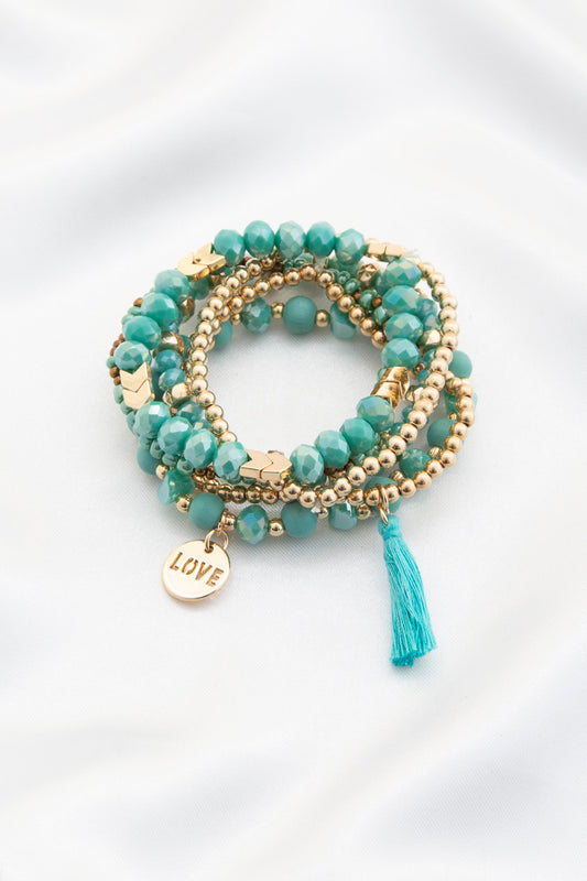 Women's Love Coin Tassel Beaded Bracelet